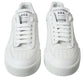 White Leather Low Top Lace Up Sneakers Shoes
