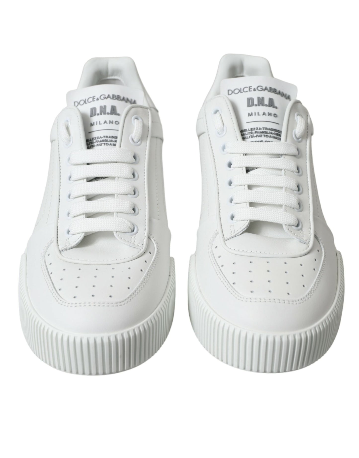 White Leather Low Top Lace Up Sneakers Shoes