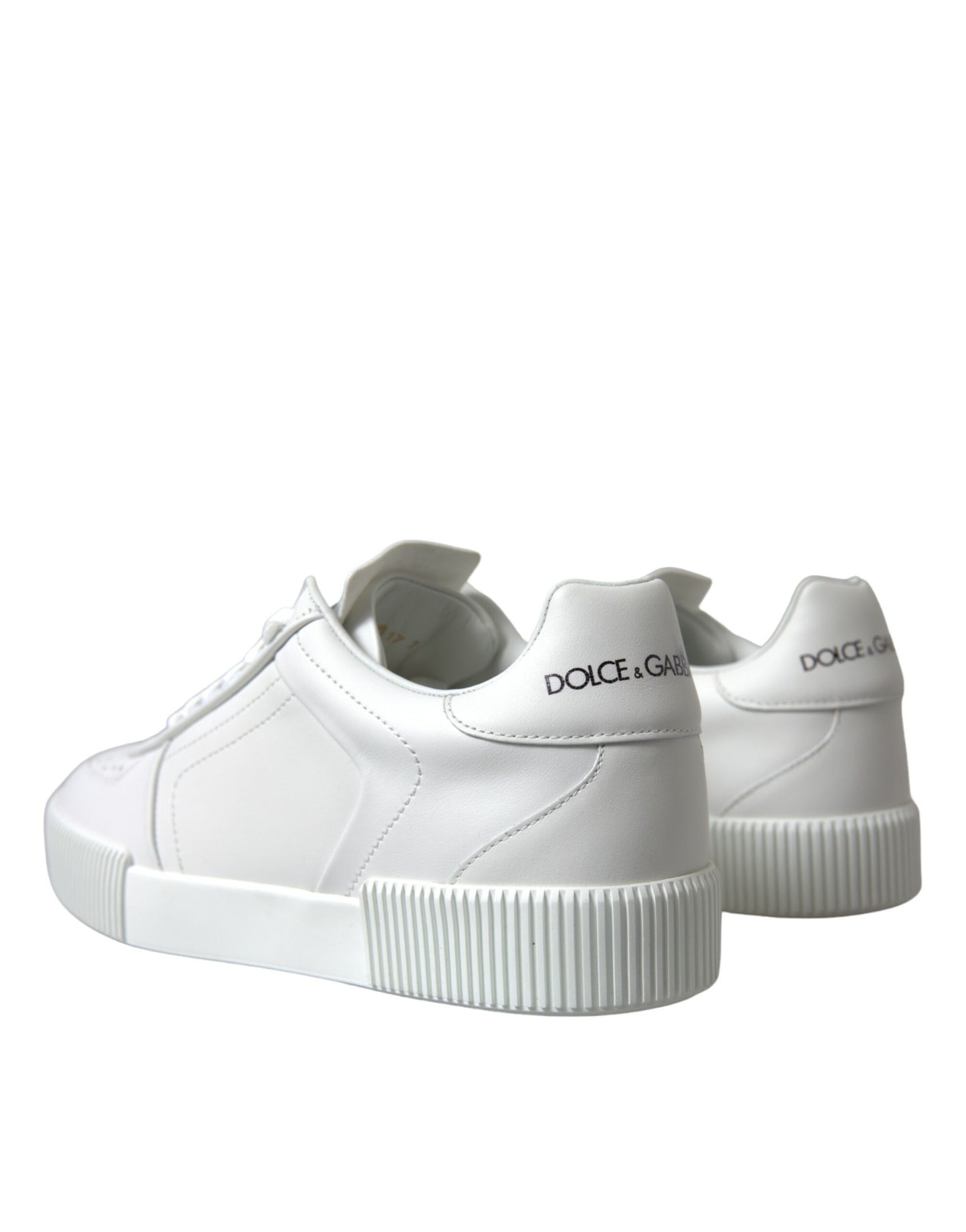 White Leather Low Top Lace Up Sneakers Shoes