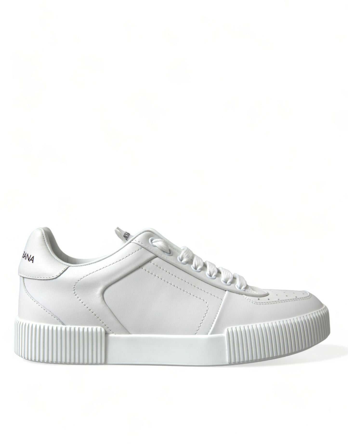 White Leather Low Top Lace Up Sneakers Shoes