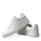 White Leather Low Top Lace Up Sneakers Shoes