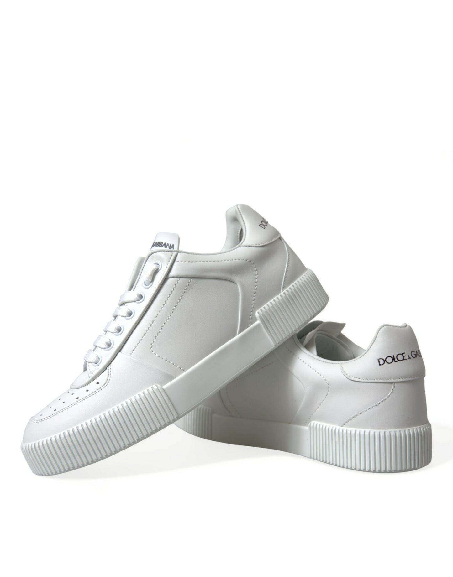 White Leather Low Top Lace Up Sneakers Shoes