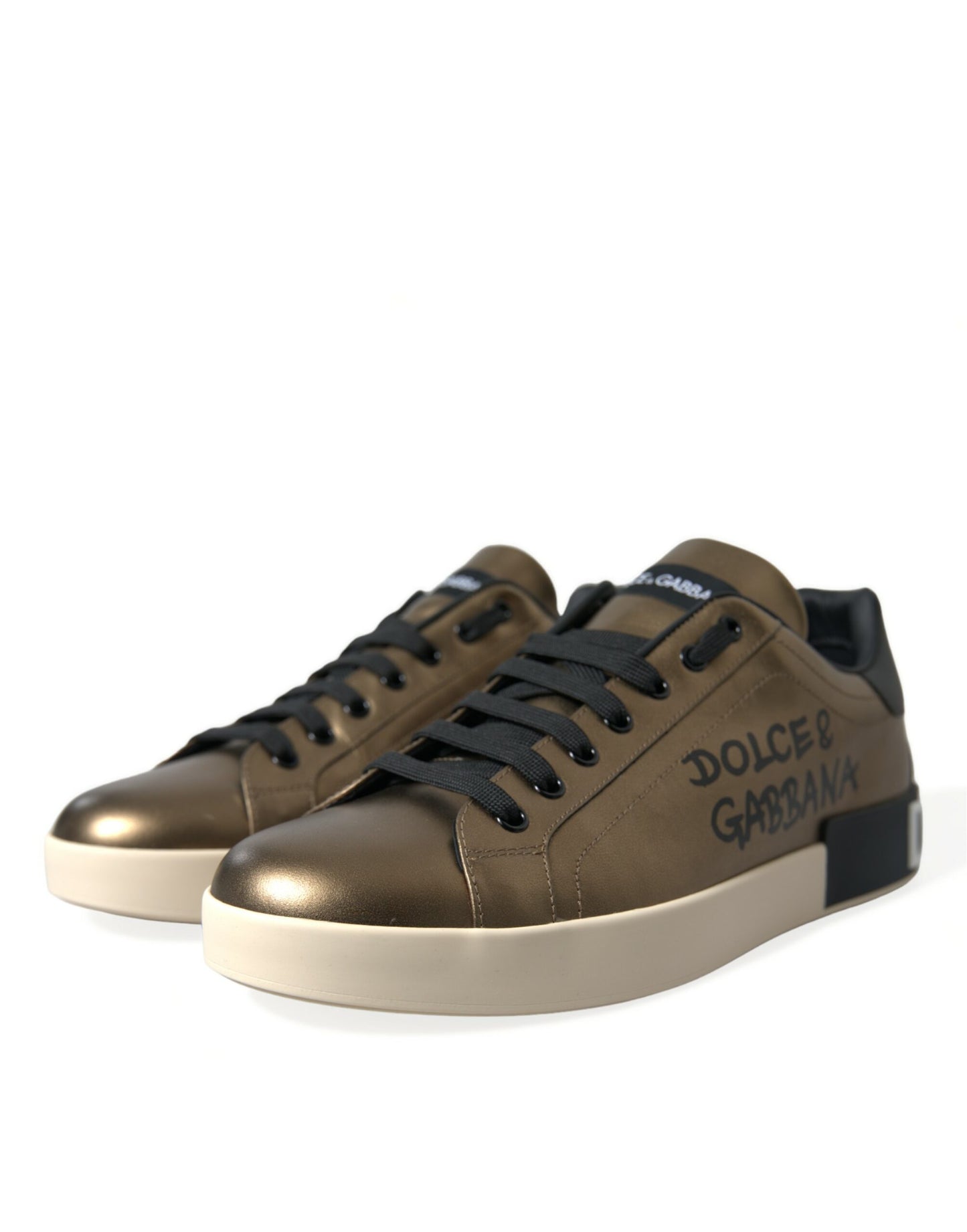 Bronze Leather Portofino Logo Men Sneakers Shoes