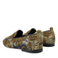 Gold Velvet Brocade Smoking Slipper Dress Shoes