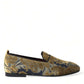 Gold Velvet Brocade Smoking Slipper Dress Shoes