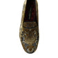 Gold Velvet Brocade Smoking Slipper Dress Shoes