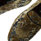 Gold Velvet Brocade Smoking Slipper Dress Shoes