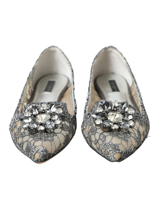 Silver Vally Taormina Lace Crystals Flat Shoes