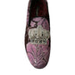 Pink Printed Crystal Embellished Loafers Dress Shoes