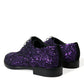 Purple Sequined Lace Up Oxford Dress Shoes