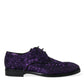 Purple Sequined Lace Up Oxford Dress Shoes