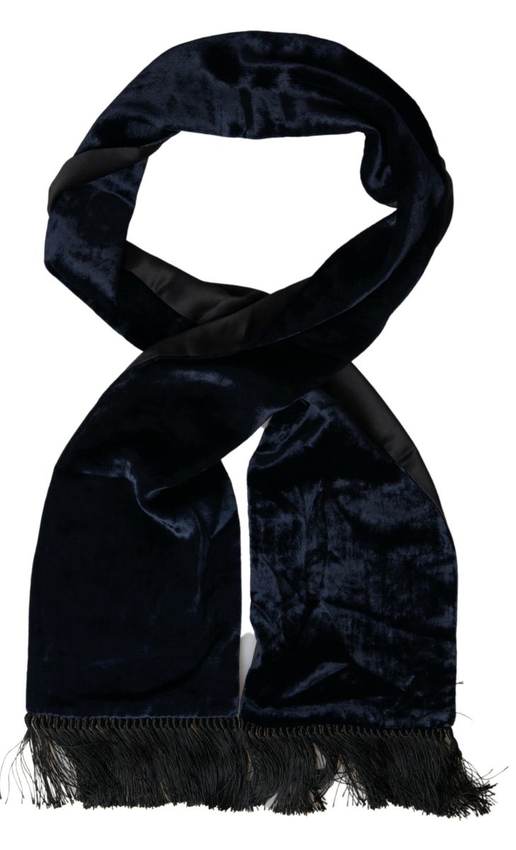 Elegant Silk Velvet Men's Scarf - Dark Blue