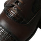 Brown Exotic Leather Lace Up Oxford Dress Shoes