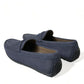 Blue Calfskin Leather Slip On Moccasin Shoes