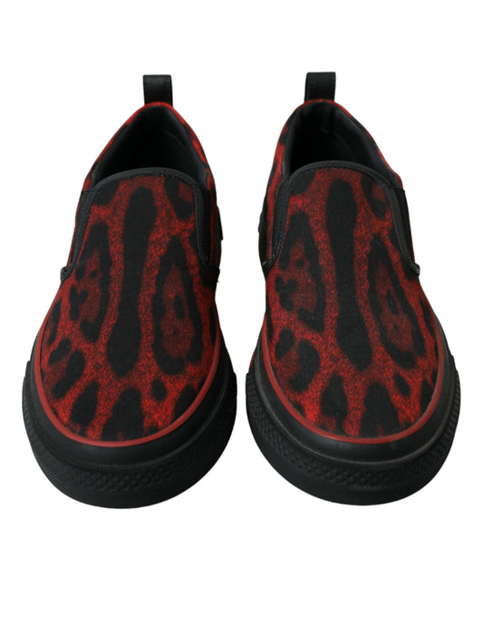 Red Black Leopard Loafers Men Sneakers Shoes