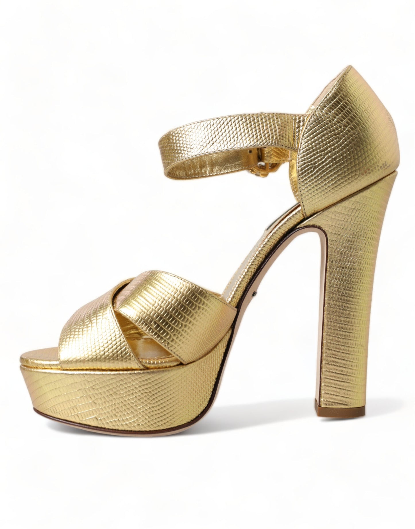 Gold Leather Crystal-Embellished Sandals