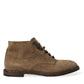 Brown Leather Lace Up Ankle Boots Shoes