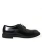 Black Leather Lace Up Formal Derby Dress Shoes