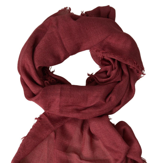 Maroon Cashmere Knit Wrap Shawl Fringe Scarf