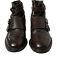 Brown Leather Straps Ankle Boots Shoes
