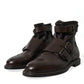 Brown Leather Straps Ankle Boots Shoes