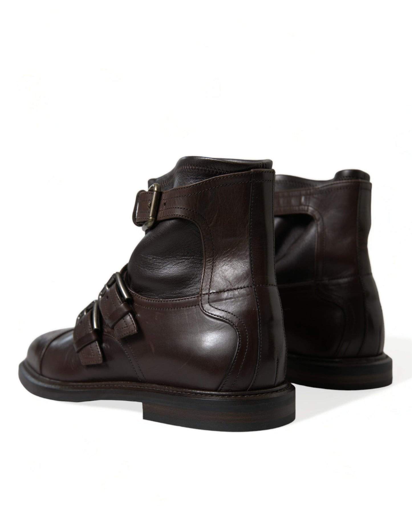 Brown Leather Straps Ankle Boots Shoes