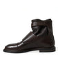 Brown Leather Straps Ankle Boots Shoes