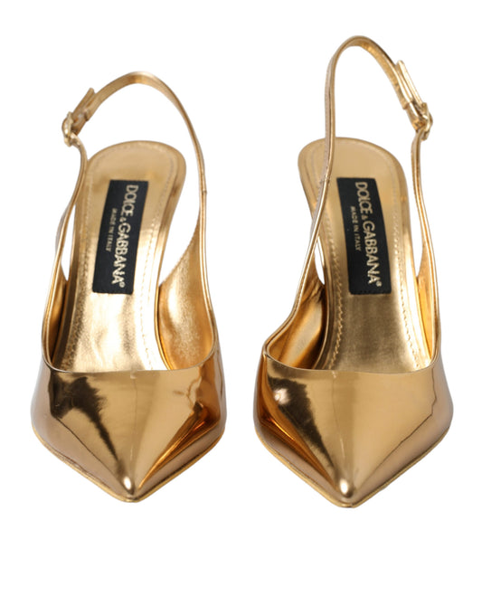 Gilded Luxe Leather Slingback Heels