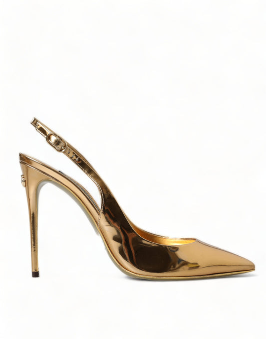 Gilded Luxe Leather Slingback Heels