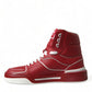 Red White Leather High Top Sneakers Shoes