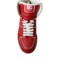 Red White Leather High Top Sneakers Shoes