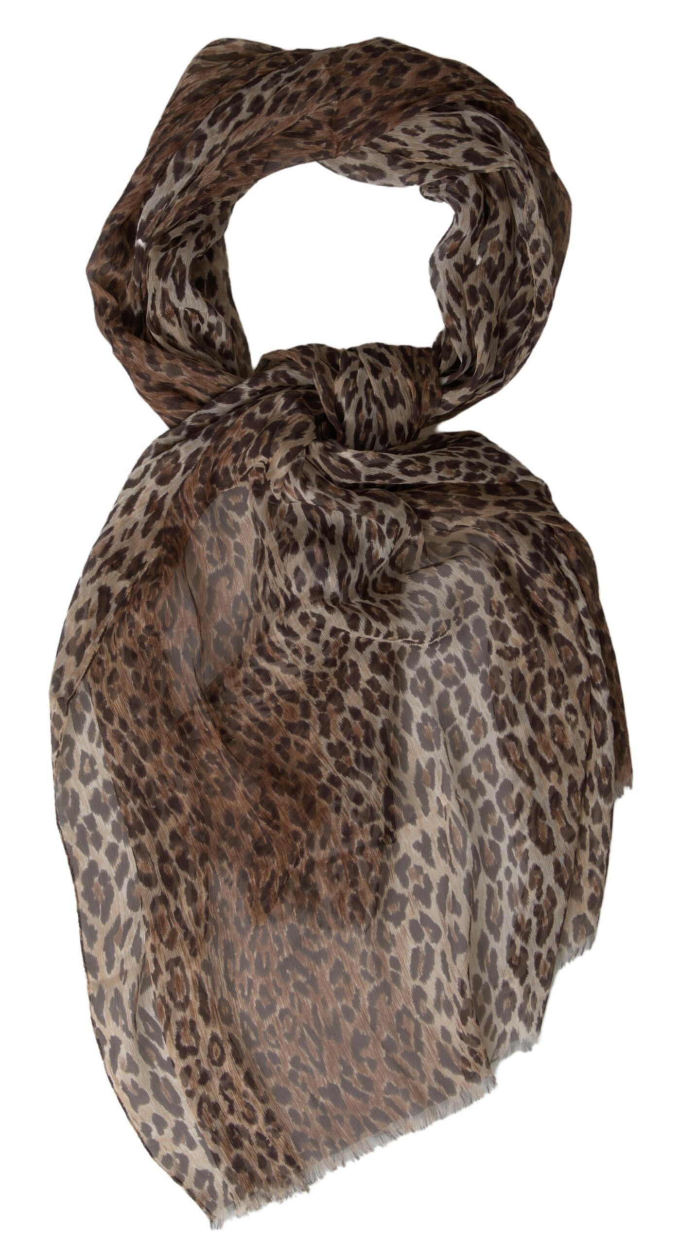 Brown Leopard Silk Shawl Wrap Foulard Scarf