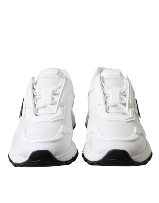 Elegant White Nylon Low Top Sneakers