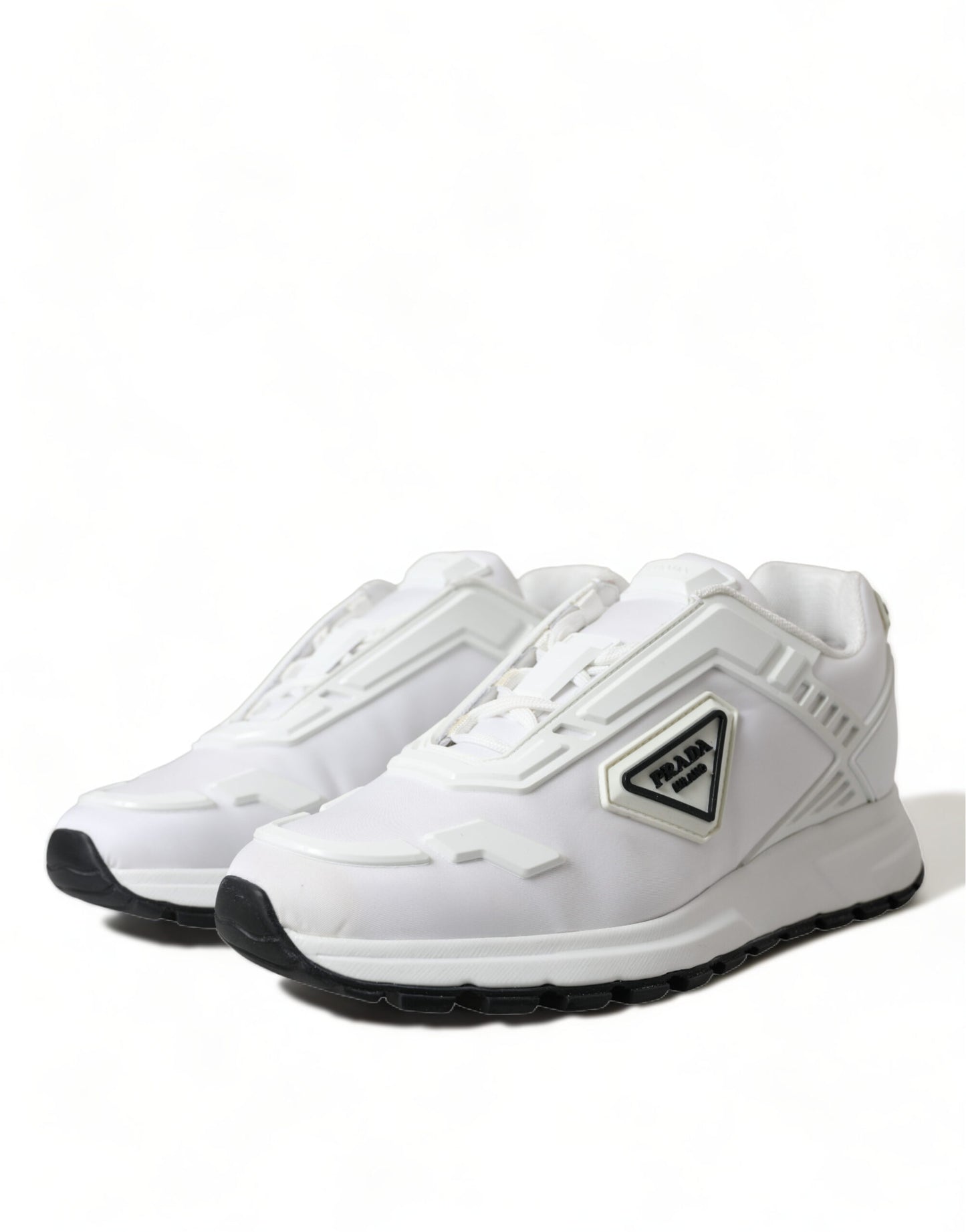 Elegant White Nylon Low Top Sneakers