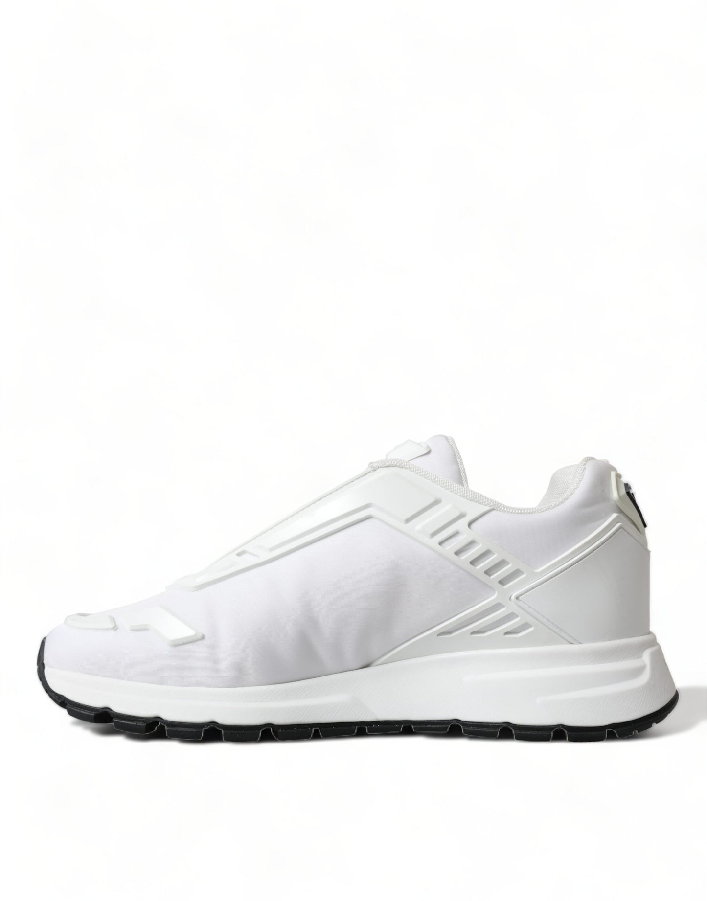 Elegant White Nylon Low Top Sneakers