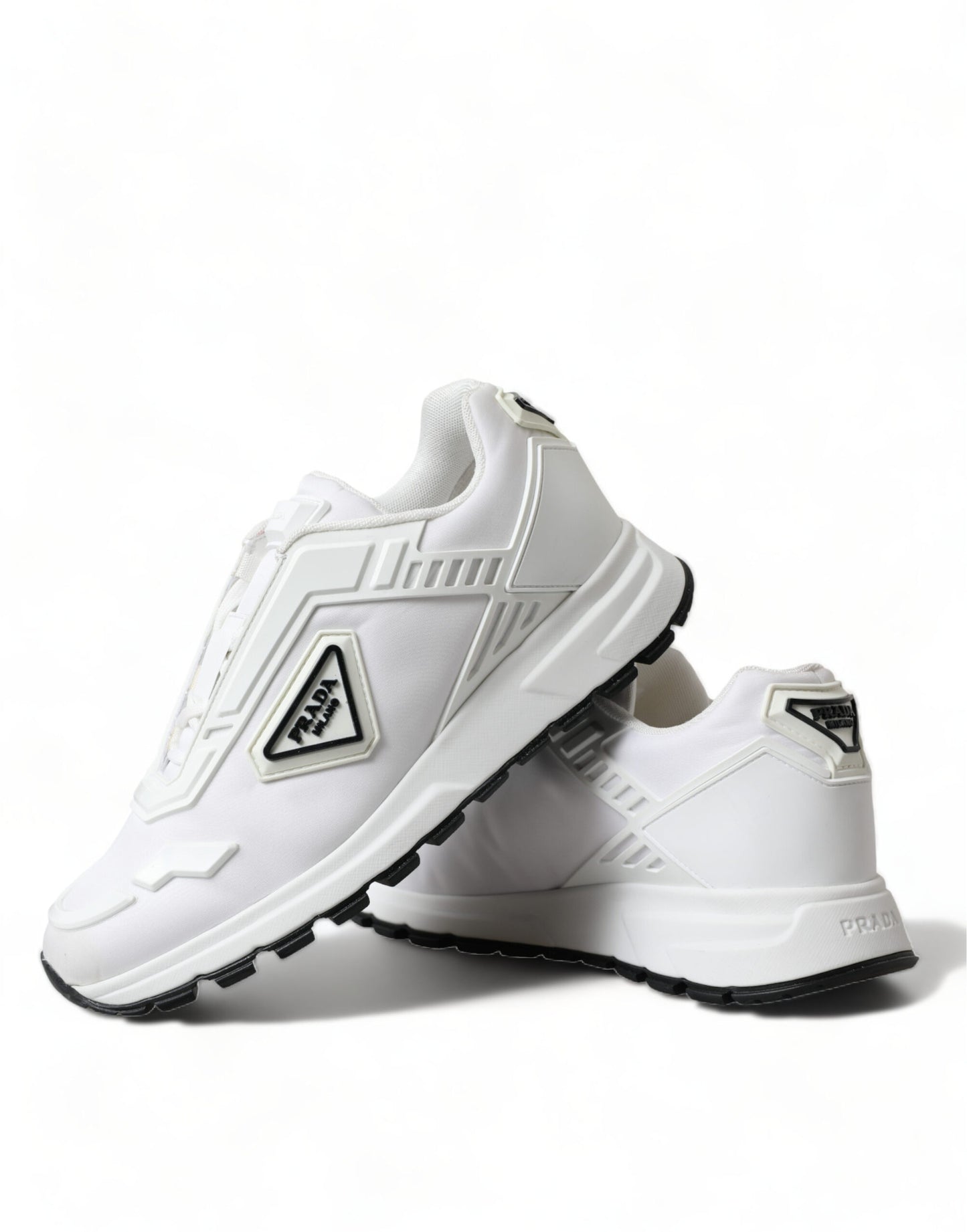 Elegant White Nylon Low Top Sneakers