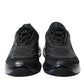 Black Rubber Knit Slip On Low Top Sneakers Shoes