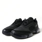 Black Rubber Knit Slip On Low Top Sneakers Shoes