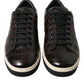 Brown Croc Exotic Leather Men Casual Sneakers Shoes