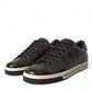 Brown Croc Exotic Leather Men Casual Sneakers Shoes
