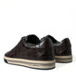 Brown Croc Exotic Leather Men Casual Sneakers Shoes