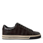 Brown Croc Exotic Leather Men Casual Sneakers Shoes