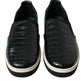 Black Croc Exotic Leather Sneakers Shoes