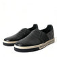 Black Croc Exotic Leather Sneakers Shoes