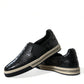 Black Croc Exotic Leather Sneakers Shoes