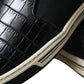 Black Croc Exotic Leather Sneakers Shoes