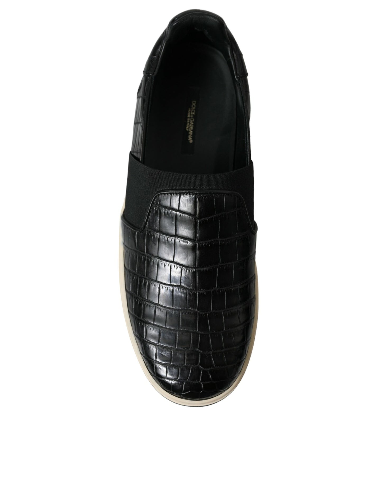 Black Croc Exotic Leather Sneakers Shoes