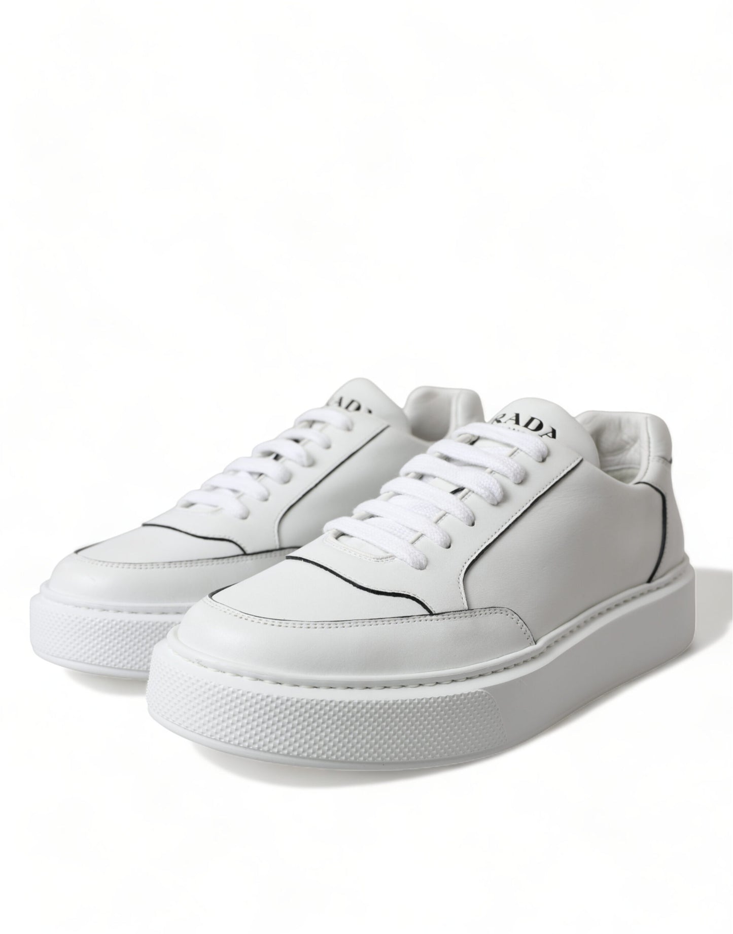 Sleek White Leather Low Top Sneakers