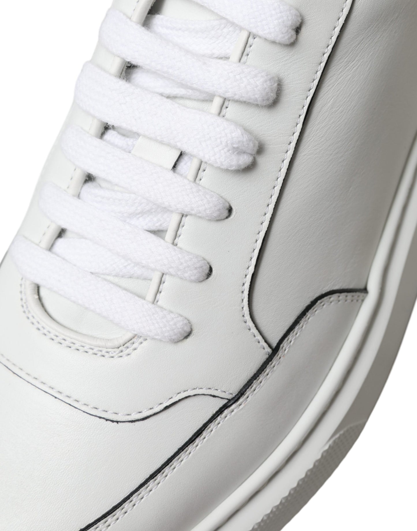 Sleek White Leather Low Top Sneakers