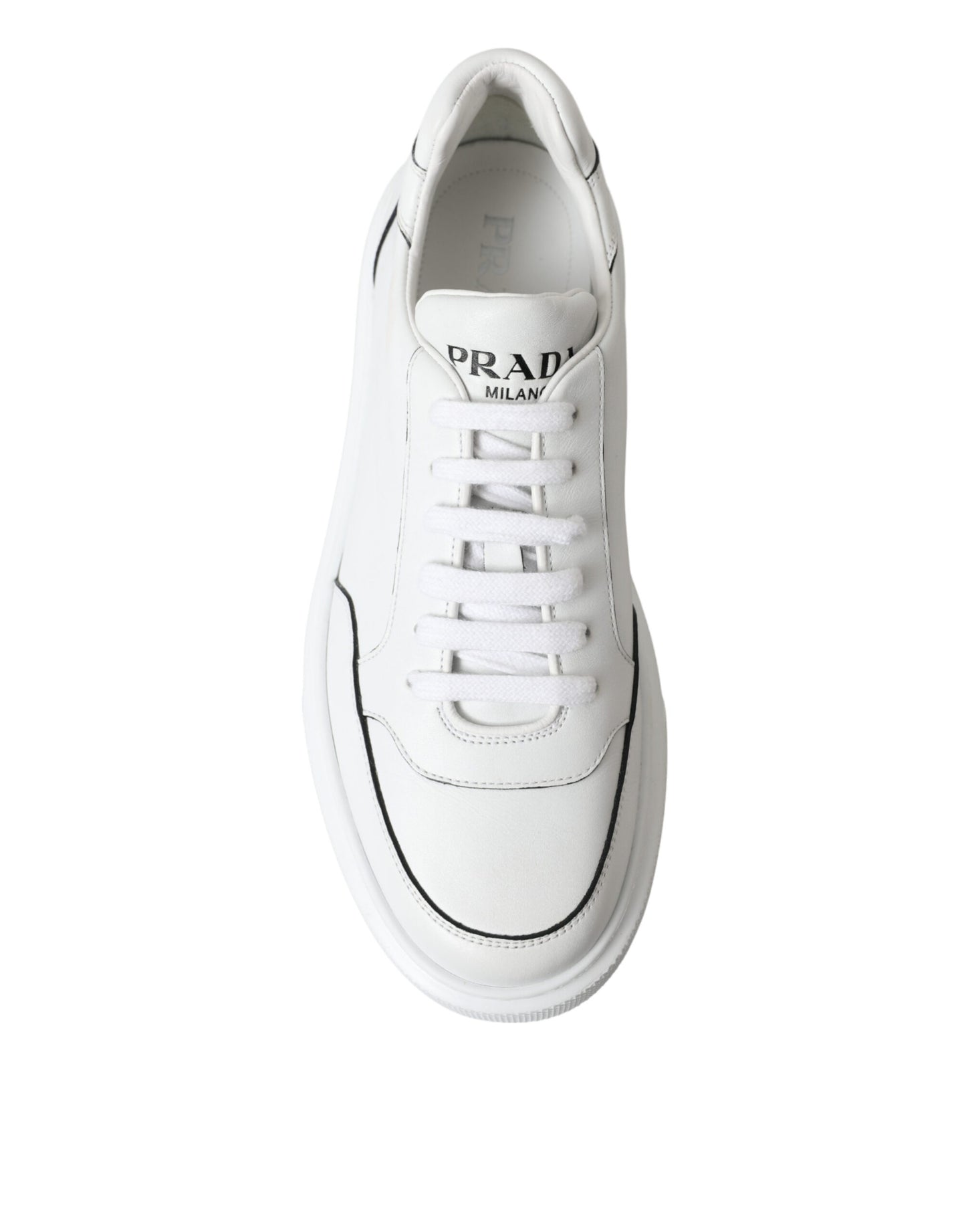 Sleek White Leather Low Top Sneakers